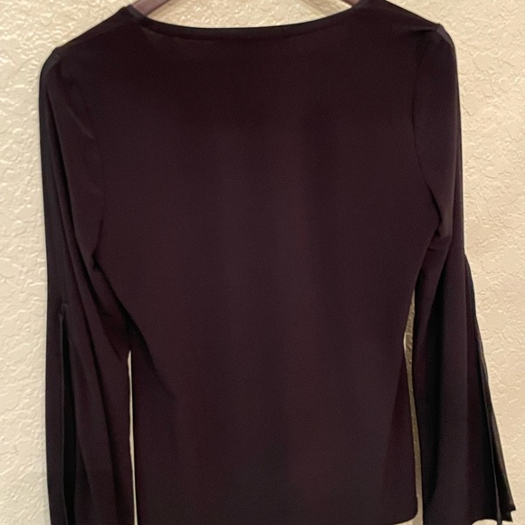 White House Black Market Woman’s Black Long Flutter Sleeve Top size smalll - Picture 2 of 16